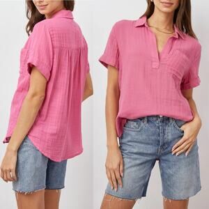 Rails Pink Savannah Shirt made with Organic Cotton Gauze
